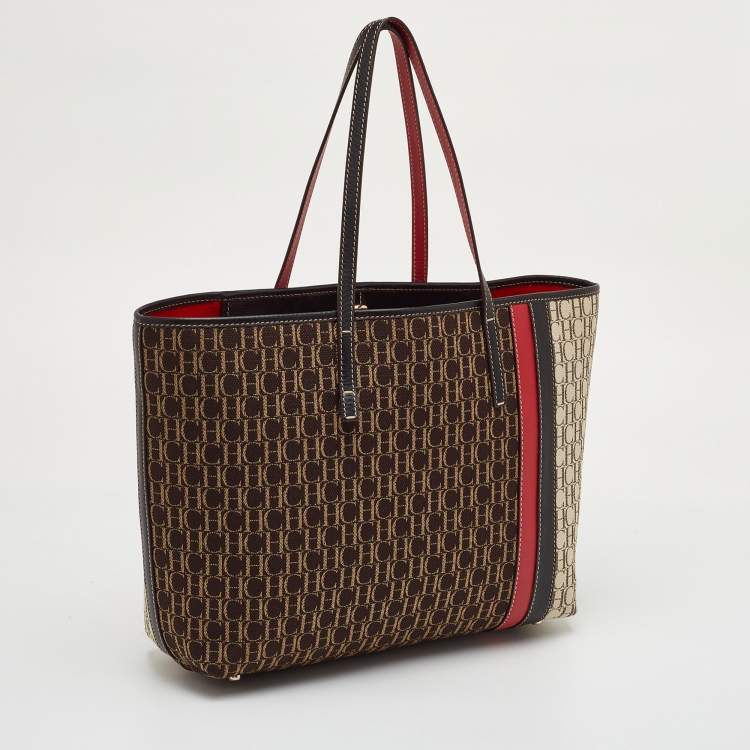 Pre Owned CH Carolina Herrera Multicolor Canvas and Leather Shopper Tote