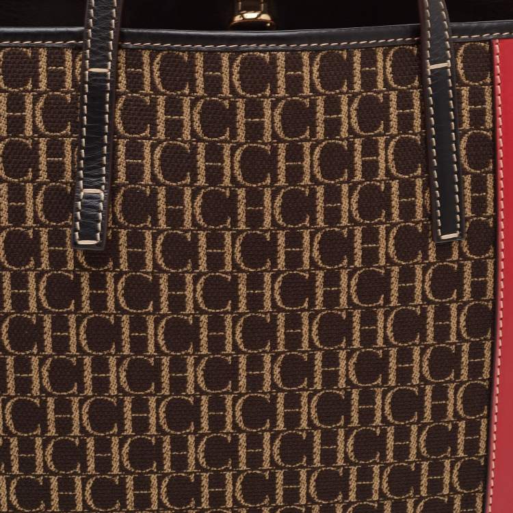 Pre Owned CH Carolina Herrera Multicolor Canvas and Leather Shopper Tote