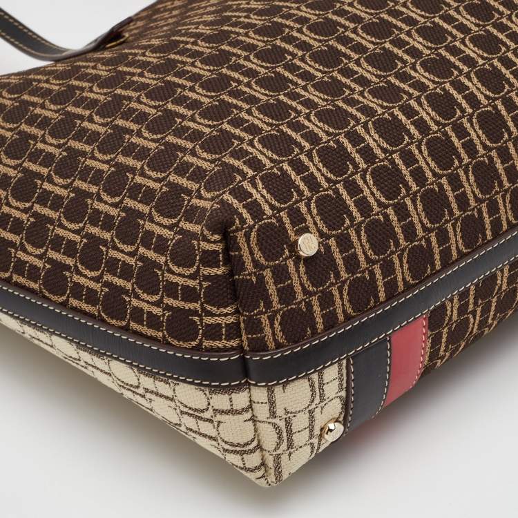 Pre Owned CH Carolina Herrera Multicolor Canvas and Leather Shopper Tote