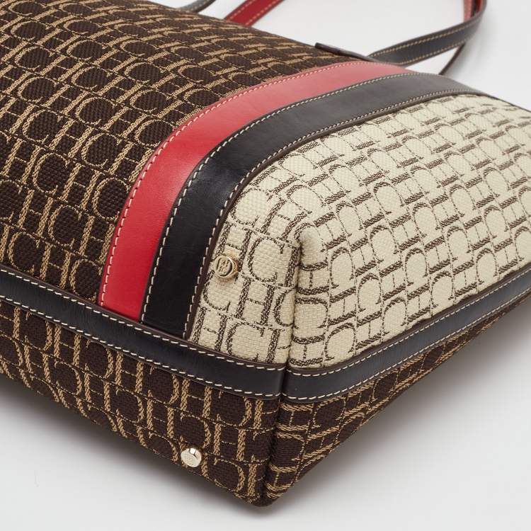 Pre Owned CH Carolina Herrera Multicolor Canvas and Leather Shopper Tote