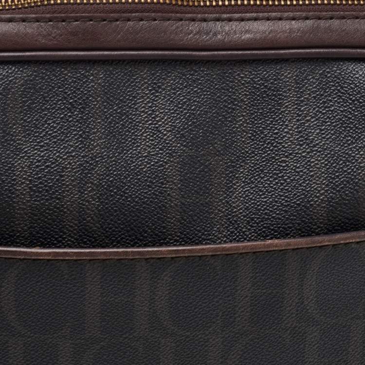 Pre Owned CH Carolina Herrera Brown Coated Canvas and Leather Laptop/Documents Holder Case