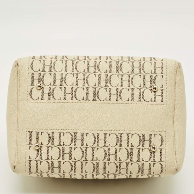 Pre Owned CH Carolina Herrera Andy Medium Monogram Coated Canvas Boston Bag