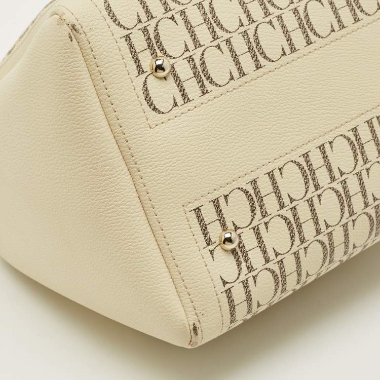 Pre Owned CH Carolina Herrera Andy Medium Monogram Coated Canvas Boston Bag