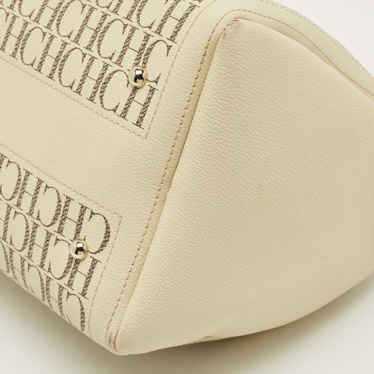 Pre Owned CH Carolina Herrera Andy Medium Monogram Coated Canvas Boston Bag