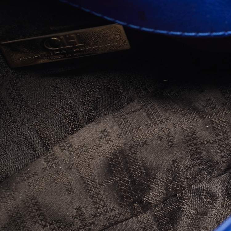 Pre Owned CH Carolina Herrera Baltazar Blue Leather Flap Crossbody Bag