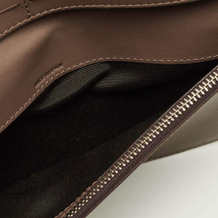 Pre Owned CH Carolina Herrera Brown Monogram Suede Long Wallet