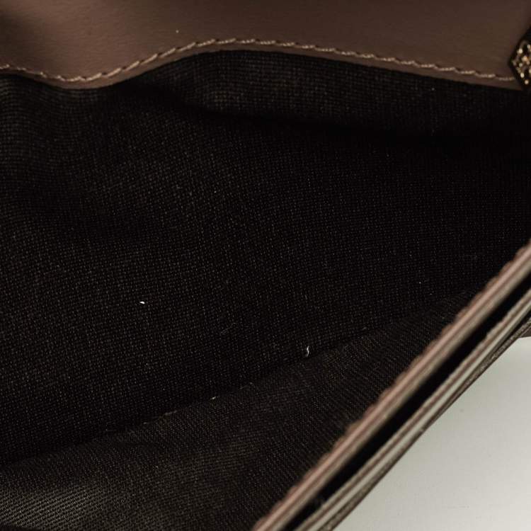 Pre Owned CH Carolina Herrera Brown Monogram Suede Long Wallet