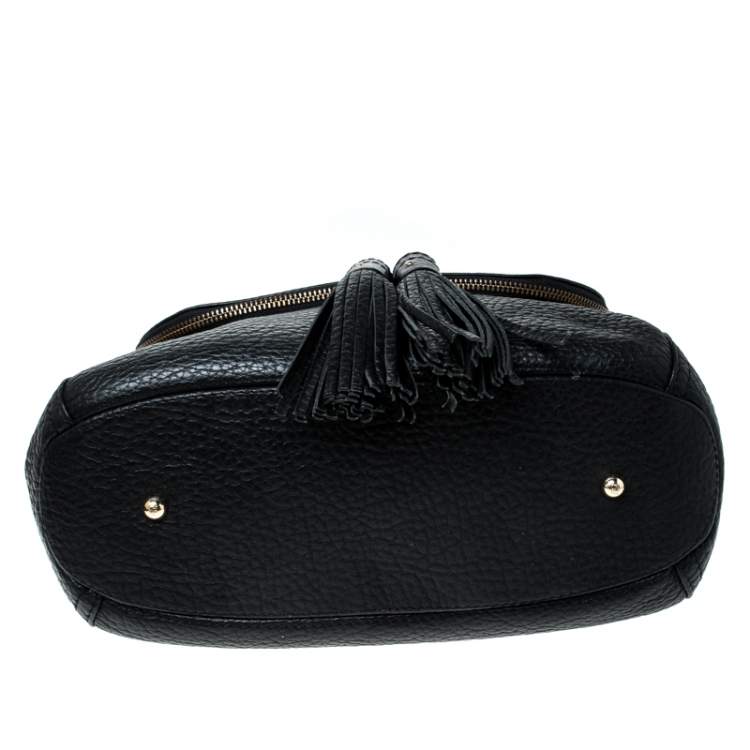 Pre Owned Carolina Herrera Black Leather Tassel Hobo