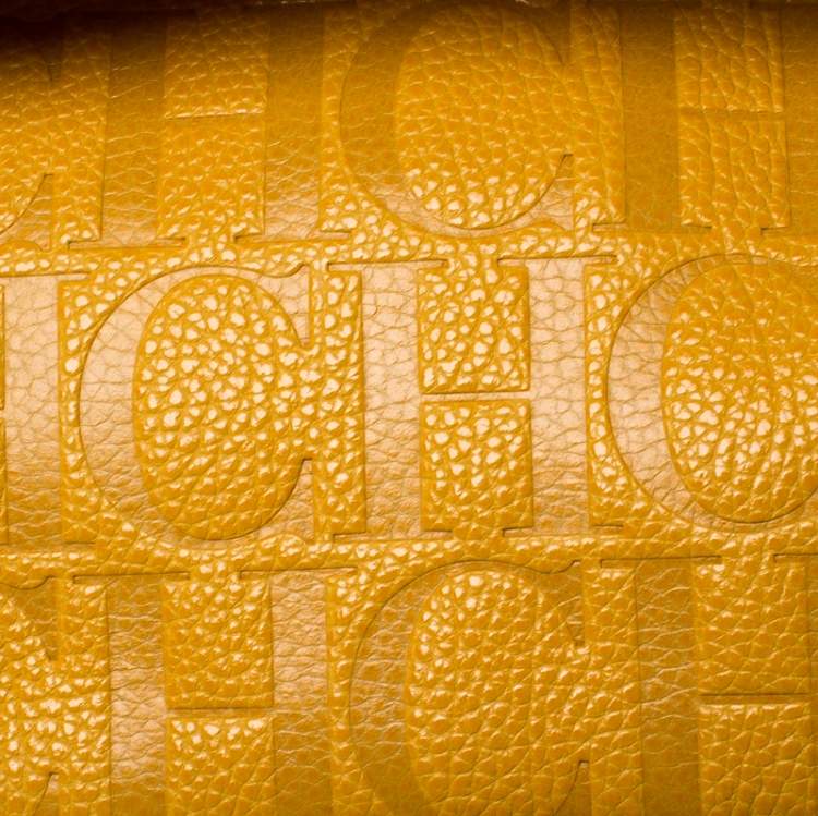 Pre Owned Carolina Herrera Yellow Leather Minueto Flap Bag