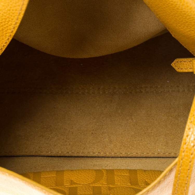 Pre Owned Carolina Herrera Yellow Leather Minueto Flap Bag
