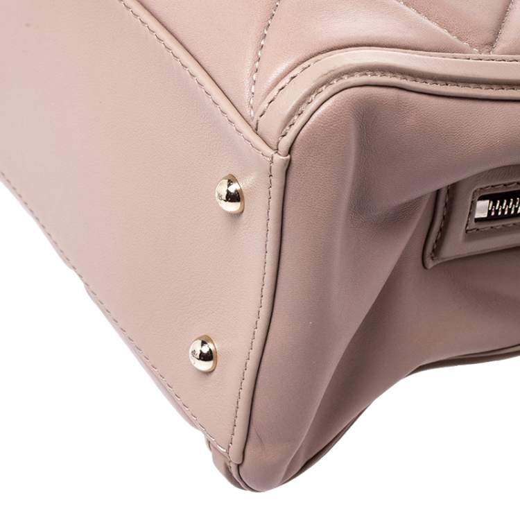 Pre Owned Carolina Herrera Light Brown Quilted Leather Tote