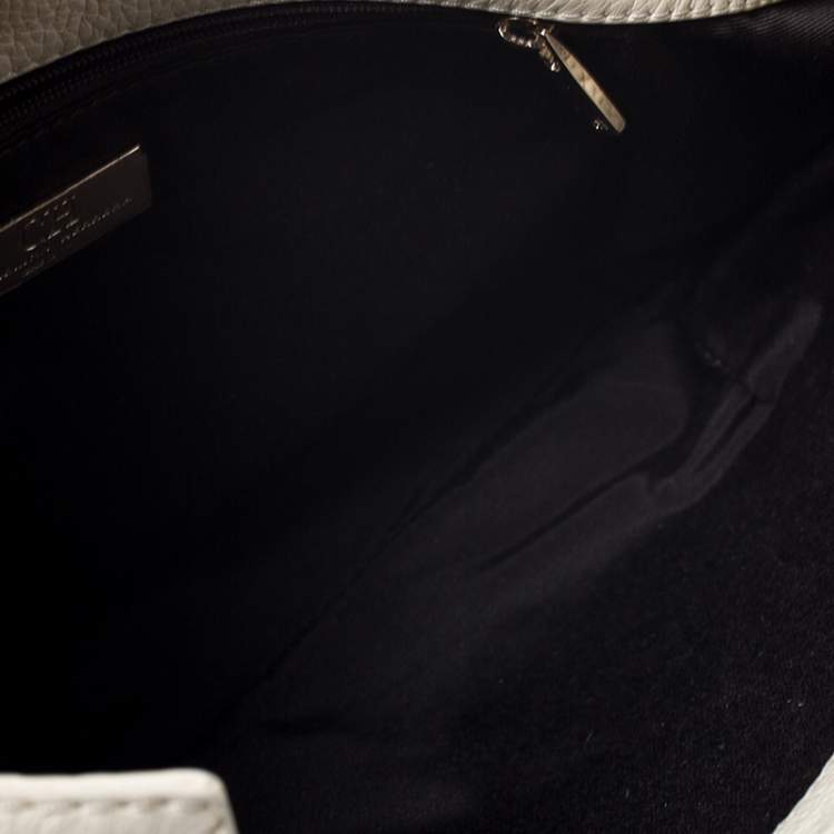 Pre Owned Carolina Herrera Cream Monogram Leather Audrey Shoulder Bag