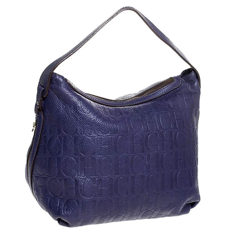 Pre Owned CH Carolina Herrera Purple Leather Expandable Hobo