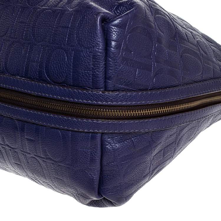 Pre Owned CH Carolina Herrera Purple Leather Expandable Hobo
