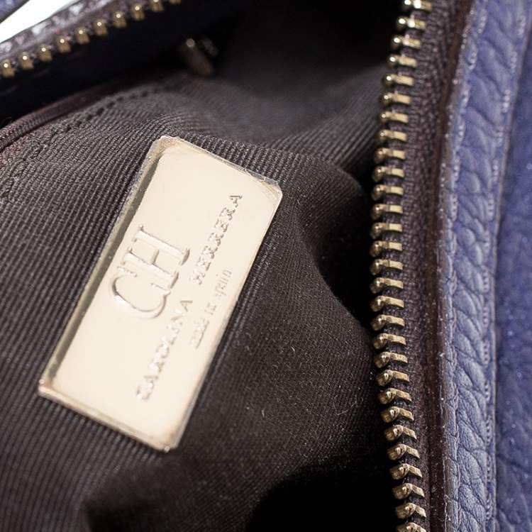 Pre Owned CH Carolina Herrera Purple Leather Expandable Hobo