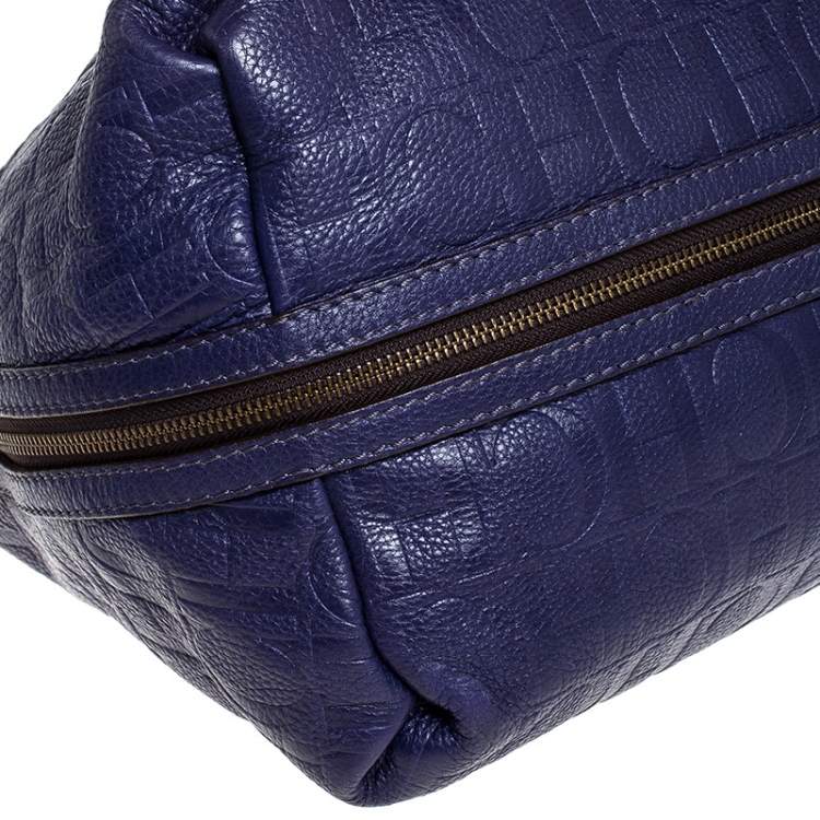 Pre Owned CH Carolina Herrera Purple Leather Expandable Hobo