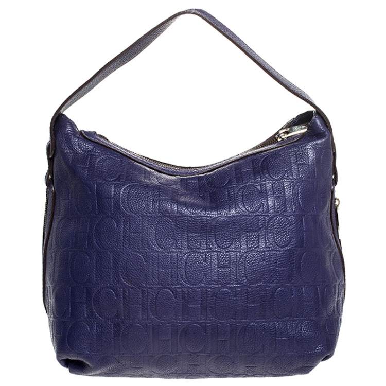 Pre Owned CH Carolina Herrera Purple Leather Expandable Hobo