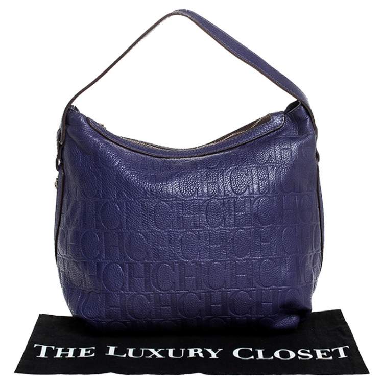 Pre Owned CH Carolina Herrera Purple Leather Expandable Hobo