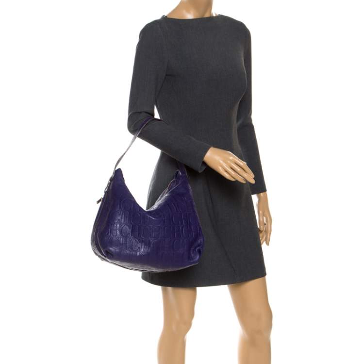 Pre Owned CH Carolina Herrera Purple Leather Expandable Hobo