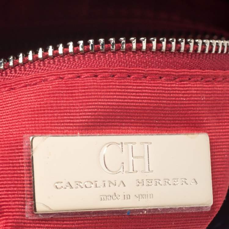 Pre Owned CH Carolina Herrera Navy Blue Leather Shoulder Bag
