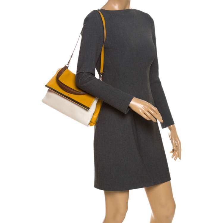 Pre Owned Carolina Herrera Tricolor Leather Top Handle Bag