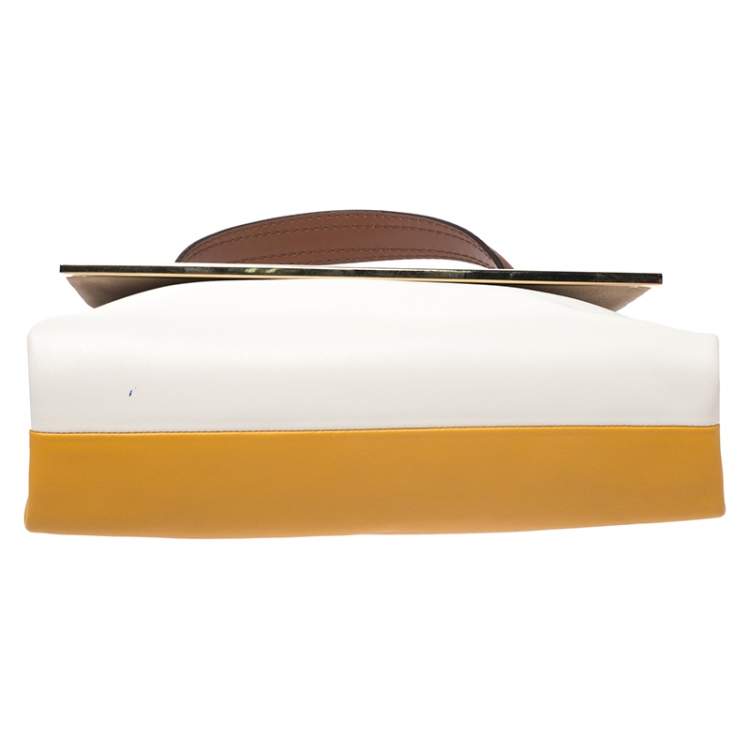 Pre Owned Carolina Herrera Tricolor Leather Top Handle Bag
