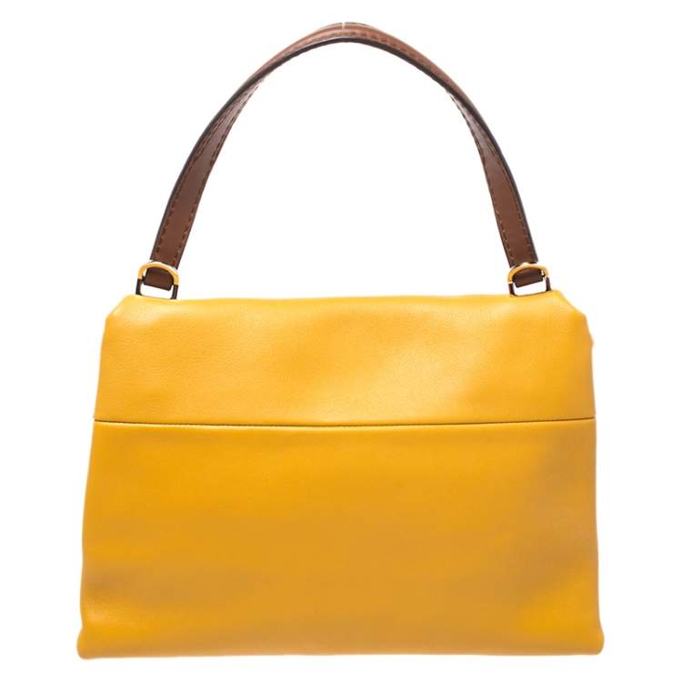 Pre Owned Carolina Herrera Tricolor Leather Top Handle Bag