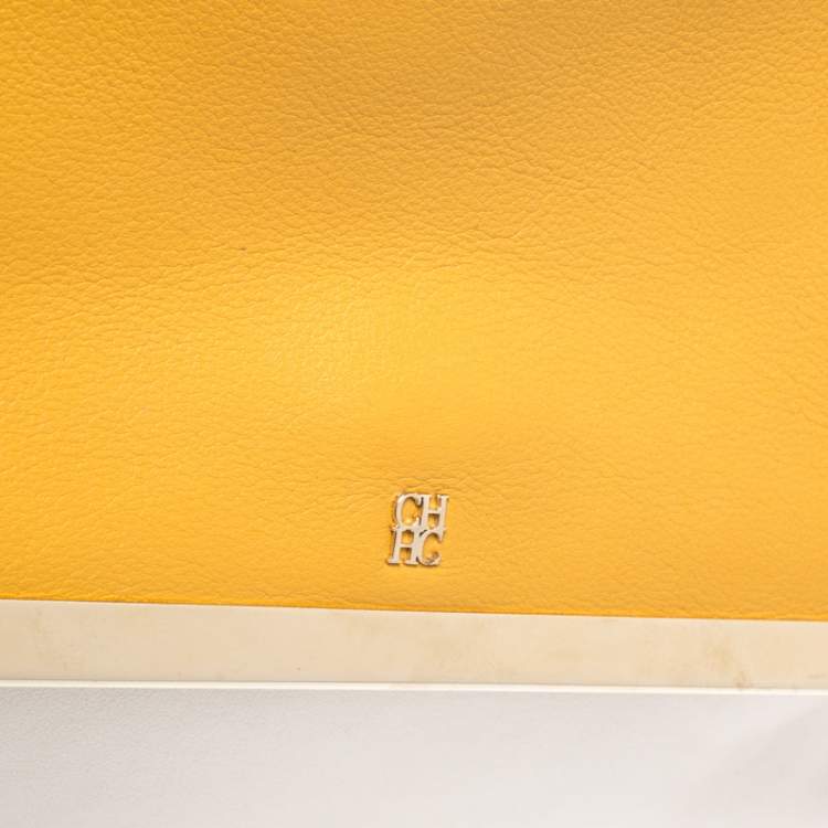 Pre Owned Carolina Herrera Tricolor Leather Top Handle Bag