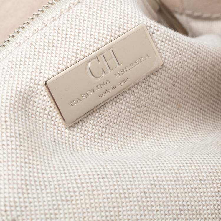 Pre Owned Carolina Herrera Tricolor Leather Top Handle Bag