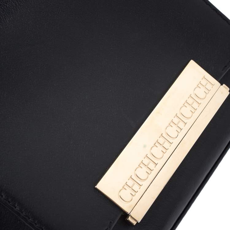 مملوكة مسبقًا Carolina Herrera Black Leather Flap Shoulder Bag