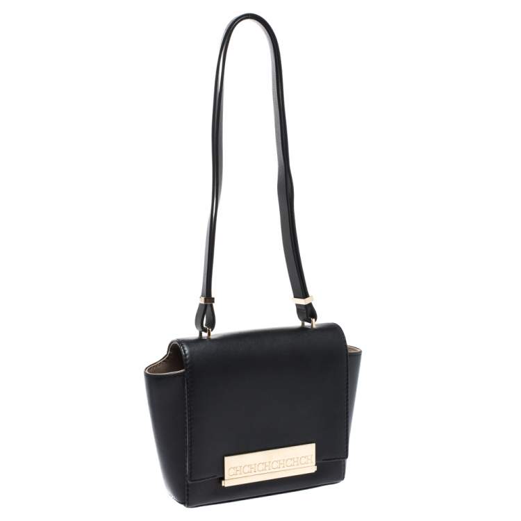 مملوكة مسبقًا Carolina Herrera Black Leather Flap Shoulder Bag