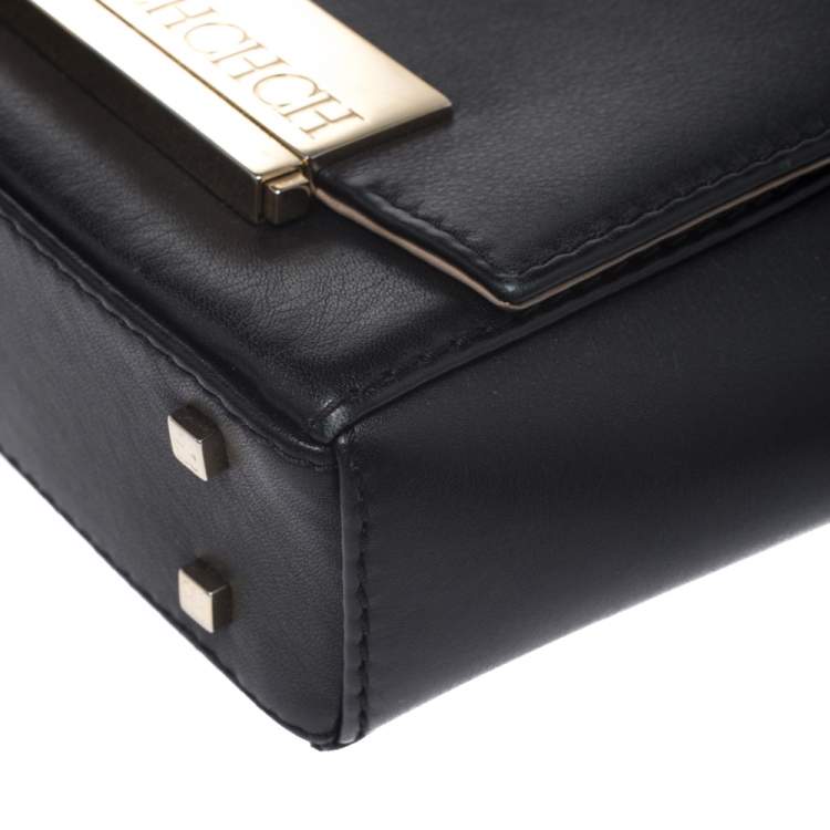 مملوكة مسبقًا Carolina Herrera Black Leather Flap Shoulder Bag