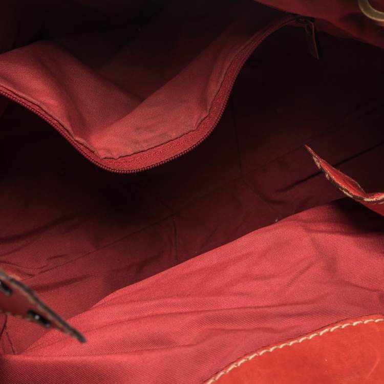 Pre Owned CH Carolina Herrera Orange Leather Chain Handle Tote