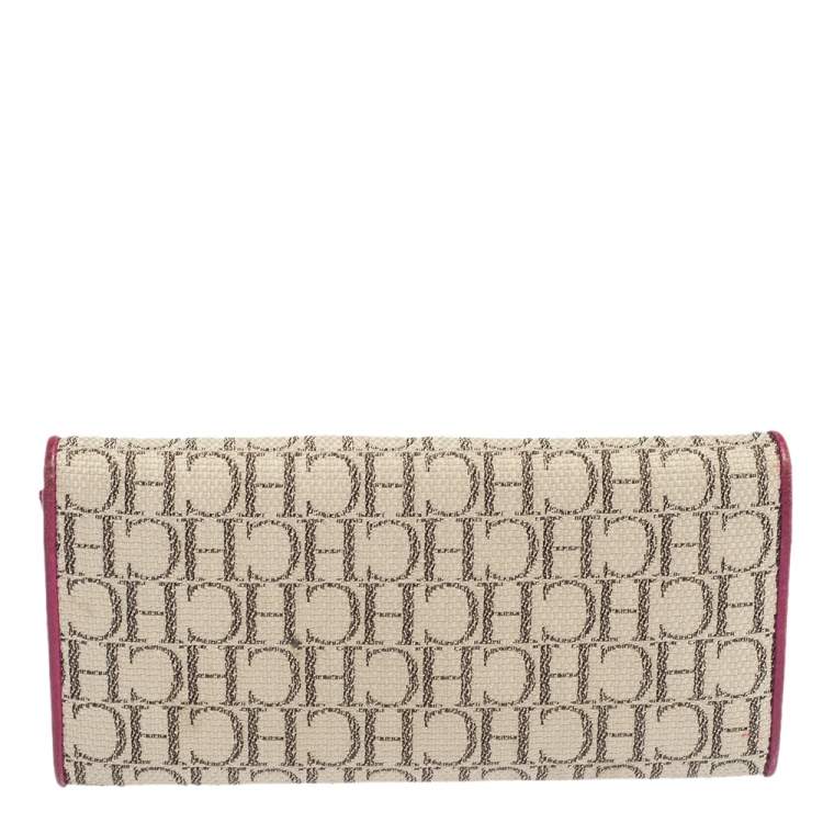 Pre Owned Carolina Herrera Beige Monogram Canvas Continental Wallet