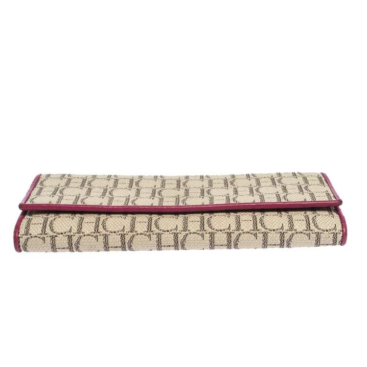 Pre Owned Carolina Herrera Beige Monogram Canvas Continental Wallet