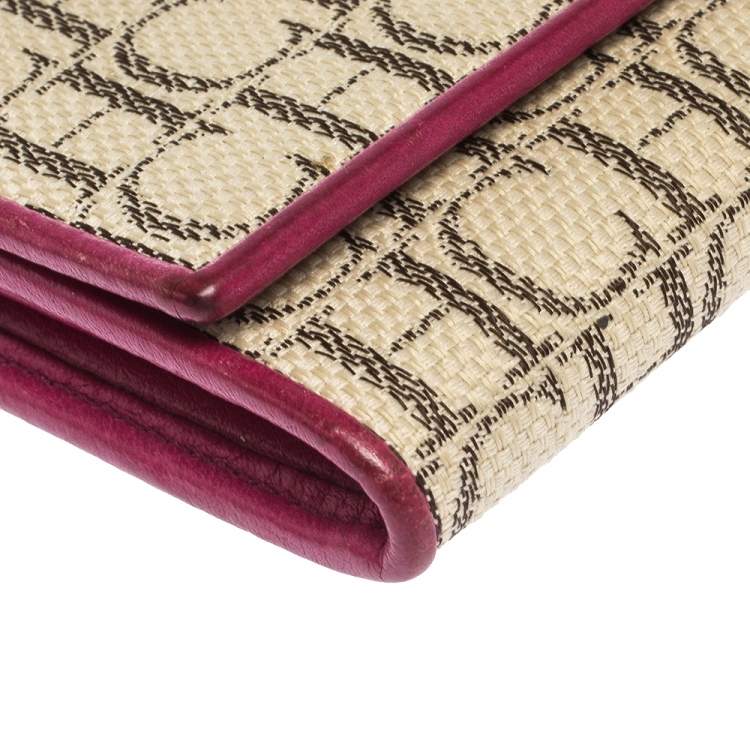 Pre Owned Carolina Herrera Beige Monogram Canvas Continental Wallet