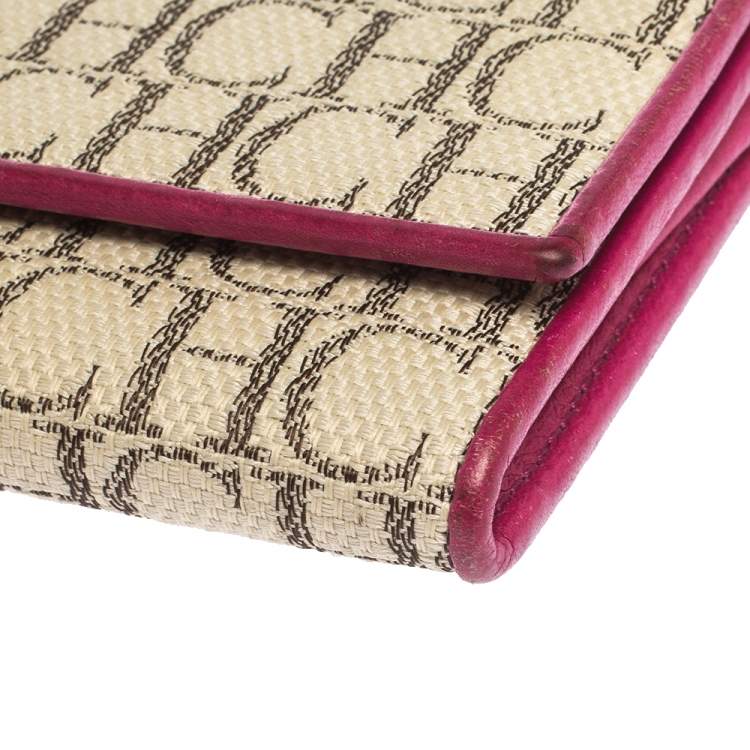 Pre Owned Carolina Herrera Beige Monogram Canvas Continental Wallet
