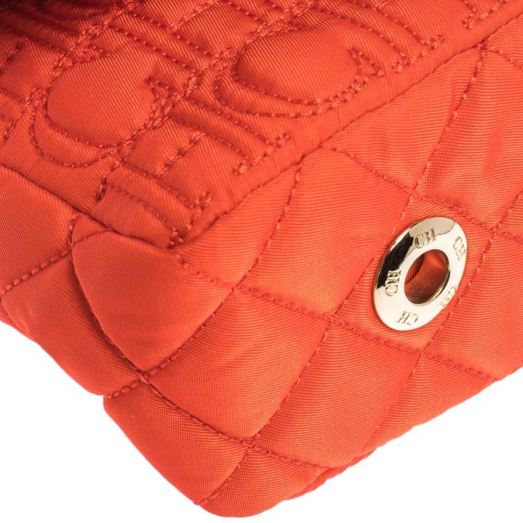 مملوكة مسبقًا Carolina Herrera Orange Monogram Nylon Shoulder Bag