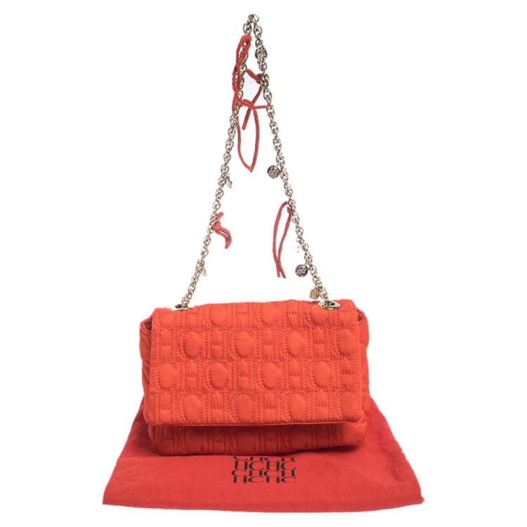 مملوكة مسبقًا Carolina Herrera Orange Monogram Nylon Shoulder Bag