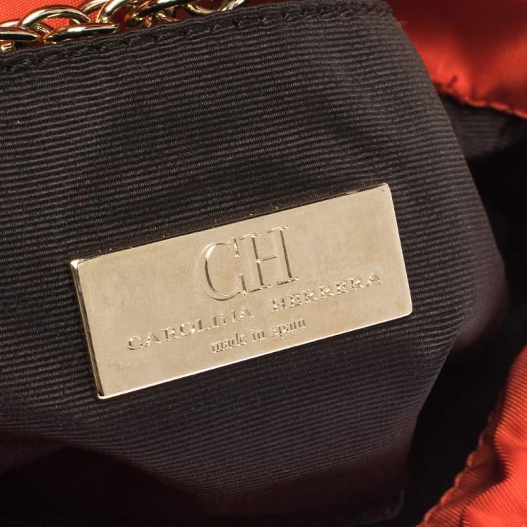 مملوكة مسبقًا Carolina Herrera Orange Monogram Nylon Shoulder Bag