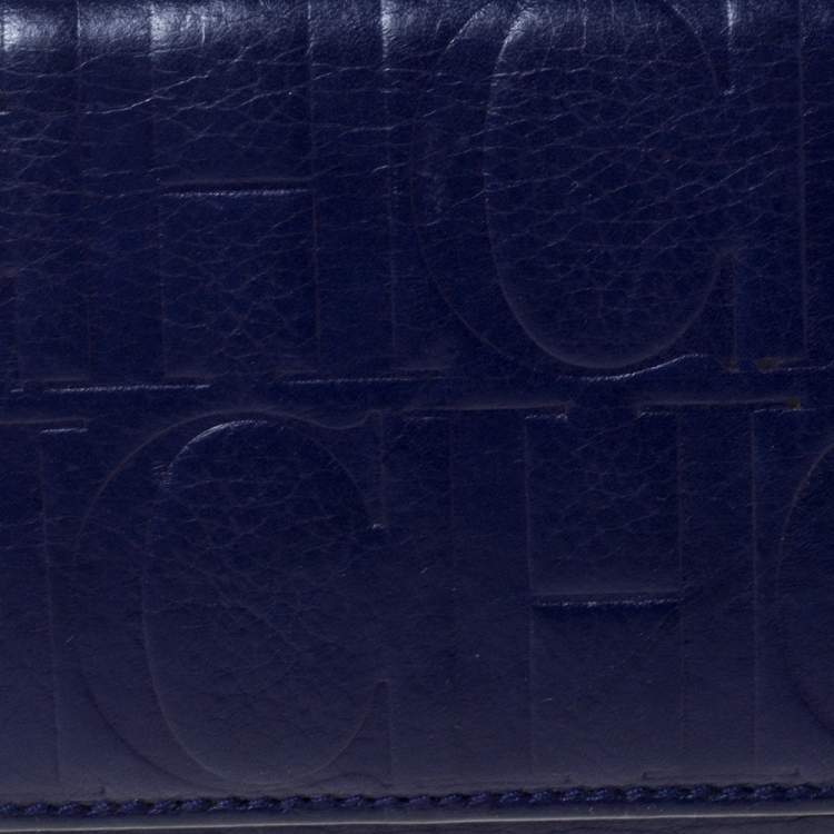 Pre Owned Carolina Herrera Purple Monogram Leather Continental Wallet