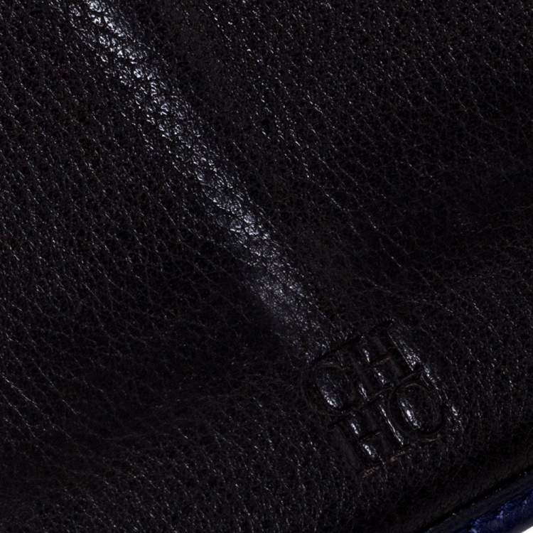 Pre Owned Carolina Herrera Purple Monogram Leather Continental Wallet