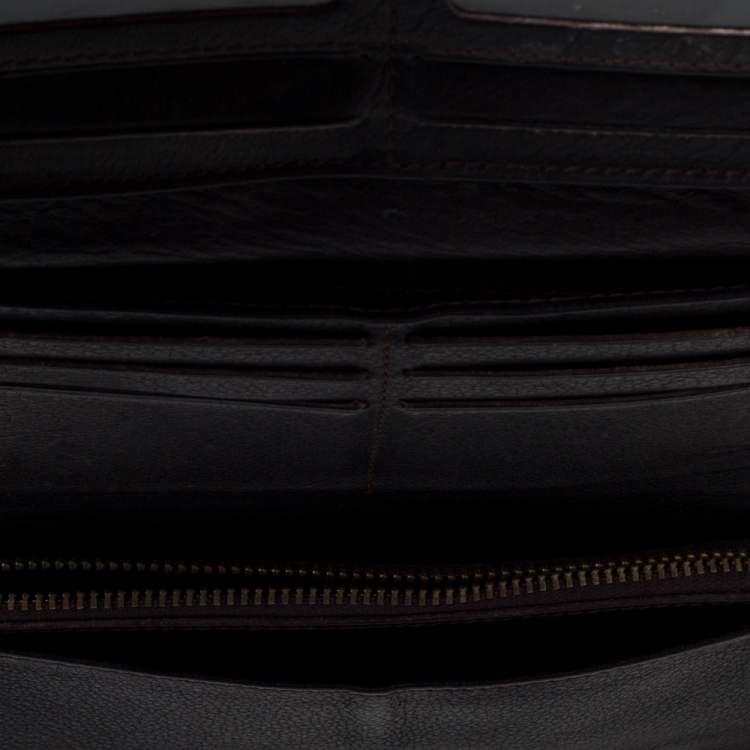 Pre Owned Carolina Herrera Purple Monogram Leather Continental Wallet