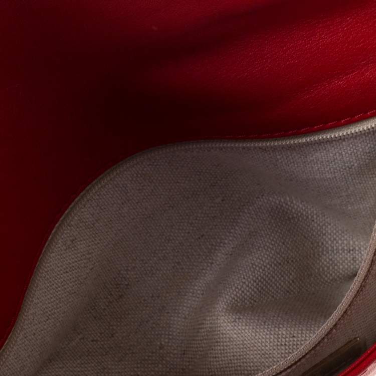 Pre Owned Carolina Herrera Red Leather Envelope Clutch