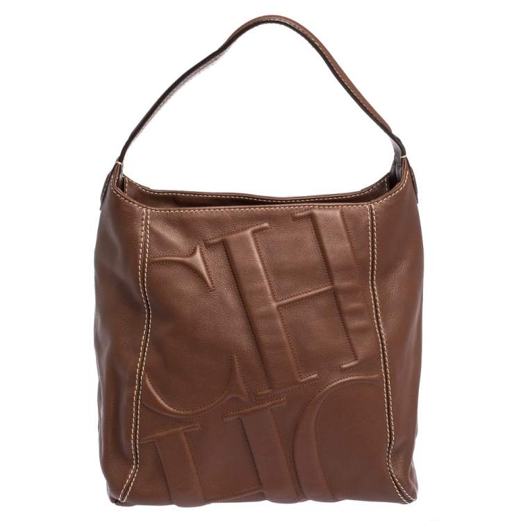 Pre Owned Carolina Herrera Tan Leather Hobo