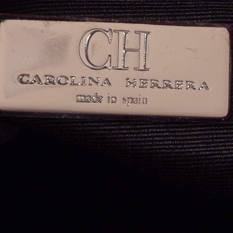 Pre Owned Carolina Herrera Magenta Leather Chain Flap Clutch
