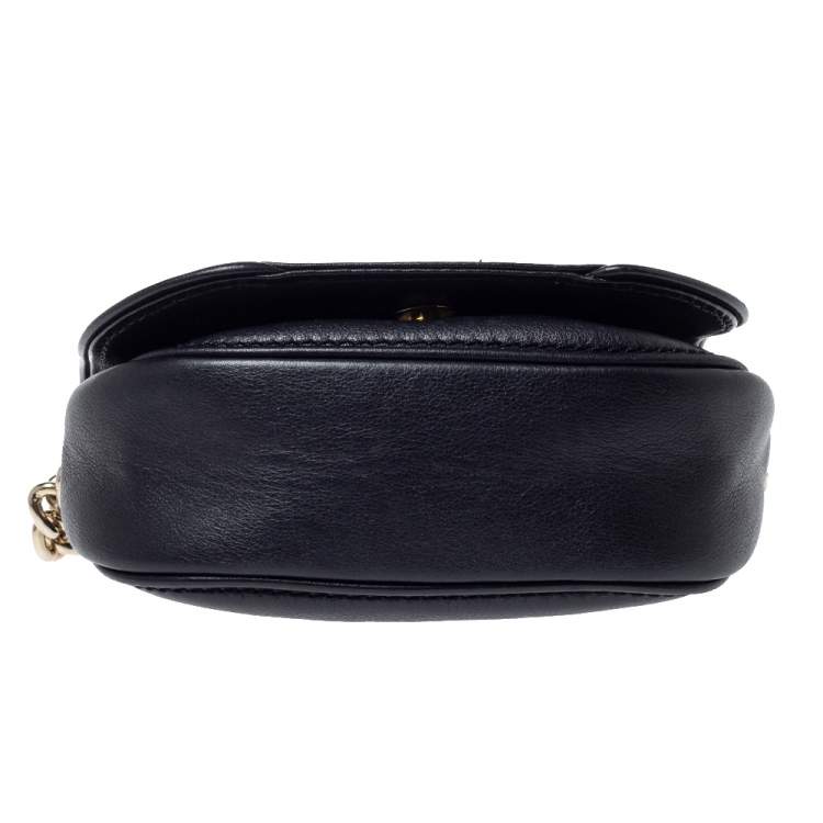 Pre Owned Carolina Herrera Black Leather Flap Crossbody Bag