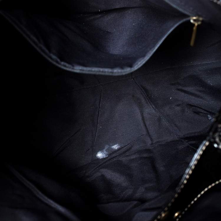 Pre Owned Carolina Herrera Black Monogram Patent Leather Shoulder Bag