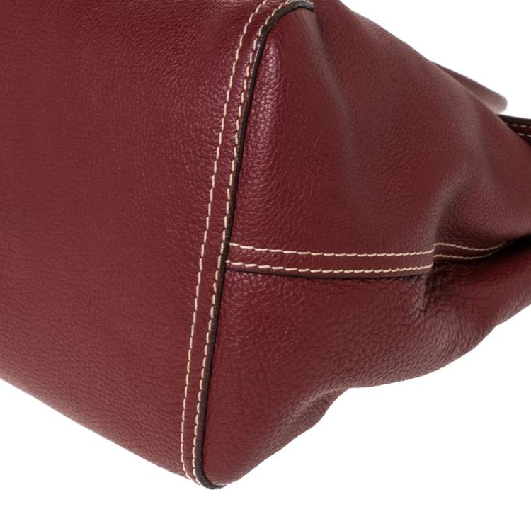 Pre Owned Carolina Herrera Red Leather Flap Satchel