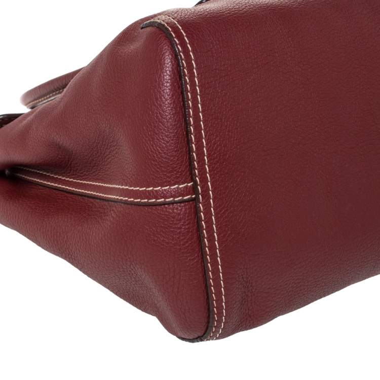 Pre Owned Carolina Herrera Red Leather Flap Satchel